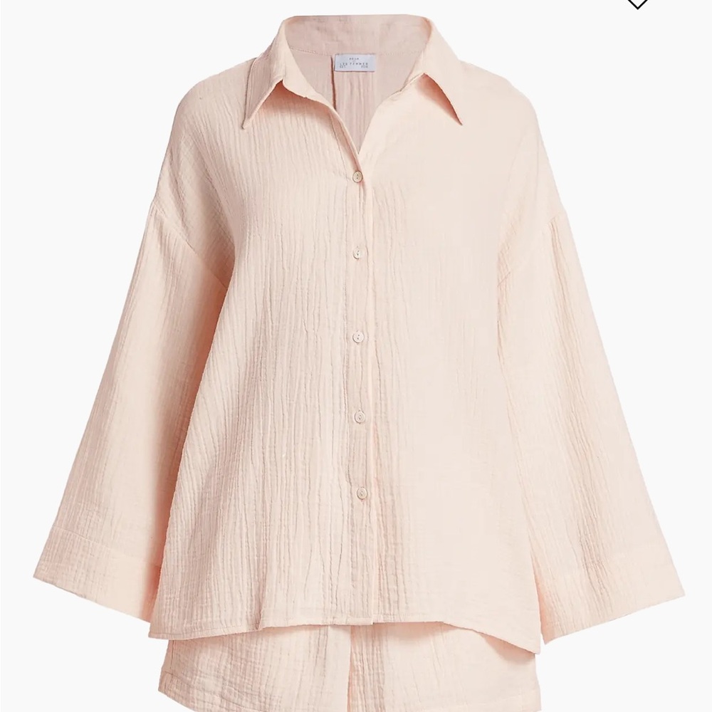 Pour Les Femmes Angel Cotton Gauze 2-Piece Lounge Set -pink flowy shorts & shirt
